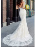 Strapless Sleeveless Ivory Lace Tulle Wedding Dress